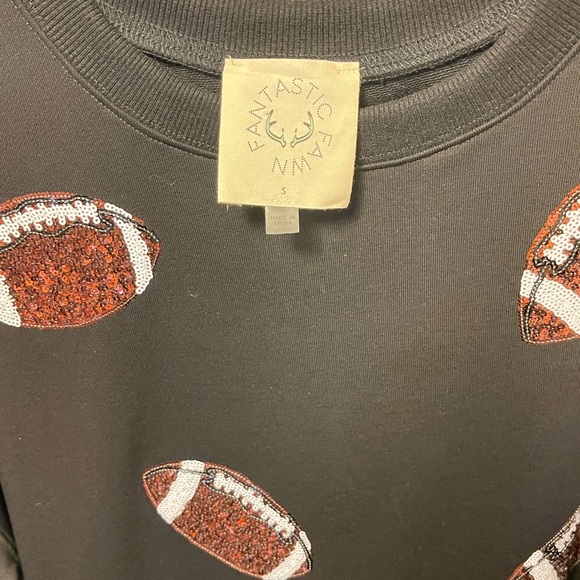 Oversized Sequin Football Crew Sweater size S - Picture 3 of 4